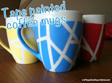 tape painted coffee mugs 5