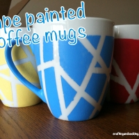 Tape painted coffee mugs